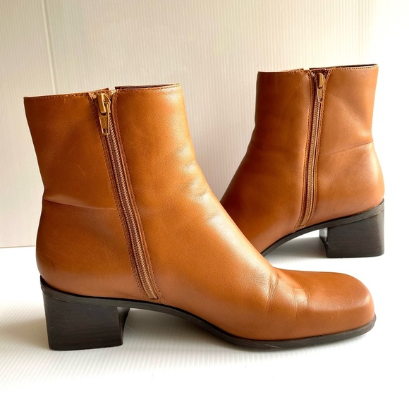 FORWARD Square Toe Leather Boots Cognac Brown Women’s Size 10 Classic Fall - Picture 6 of 14